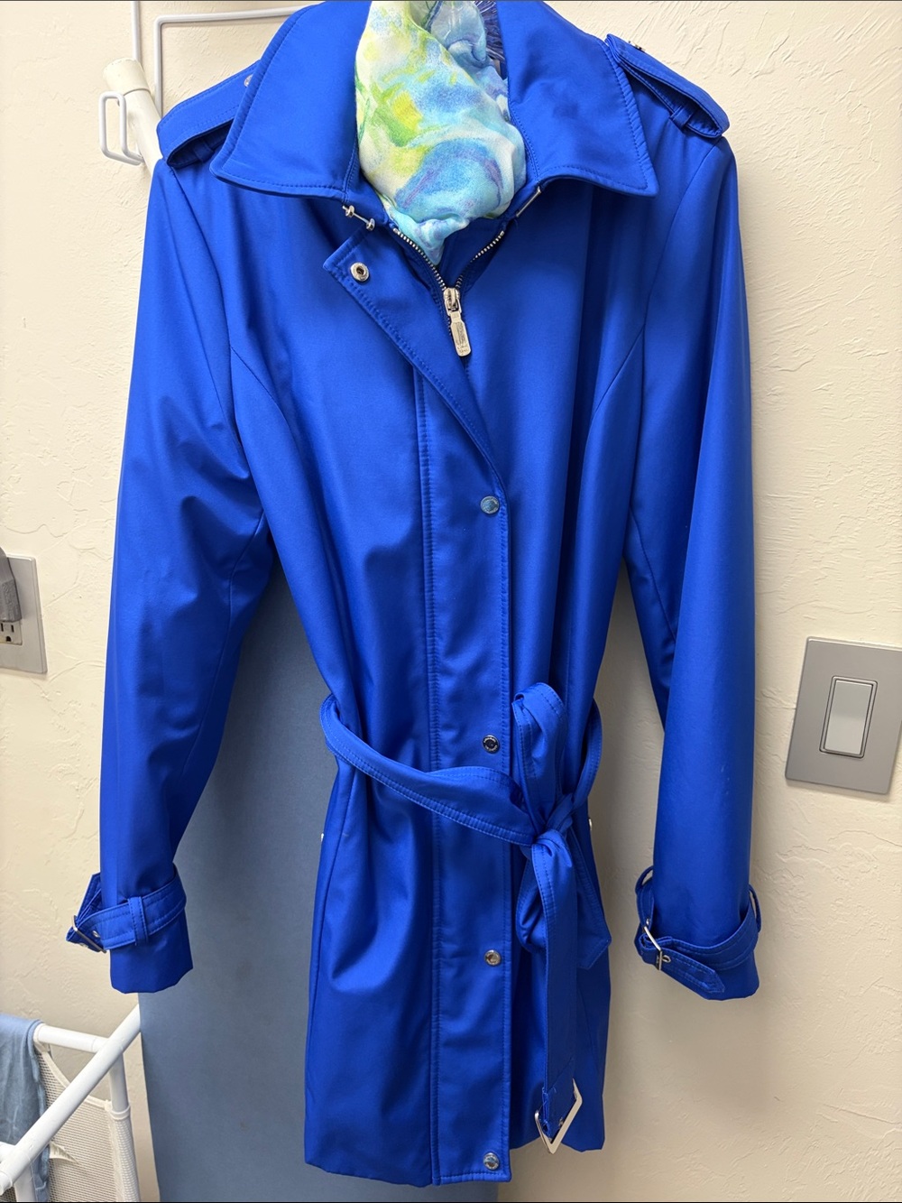 Calvin Klein Bold Blue Belted Trench Coat